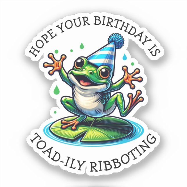 Funny Frog Themed Birthday Aufkleber (Vorderseite)