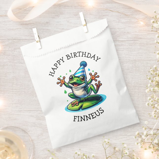 Funny Frog Themed Birthday Boy Geschenktütchen (Ausgeschnitten)