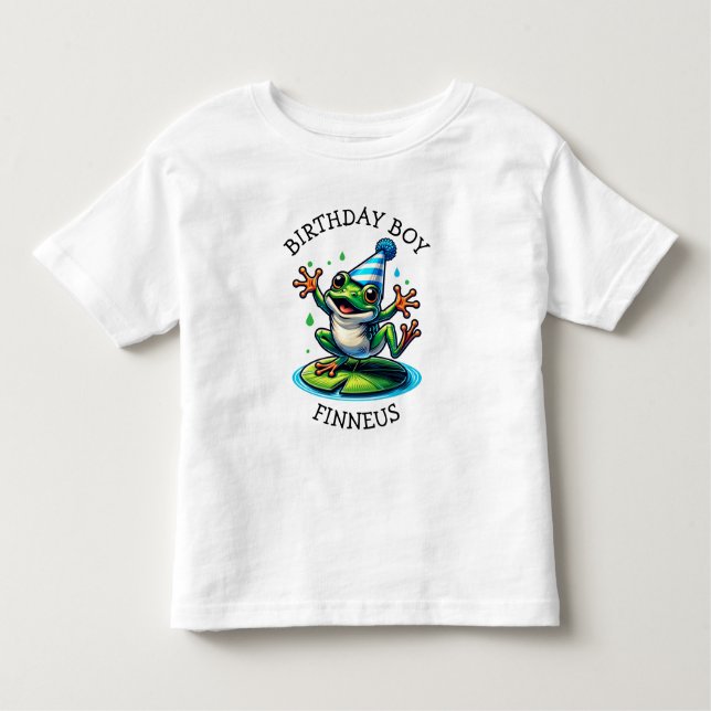 Funny Frog Themed Birthday Boy Kleinkind T-shirt (Vorderseite)