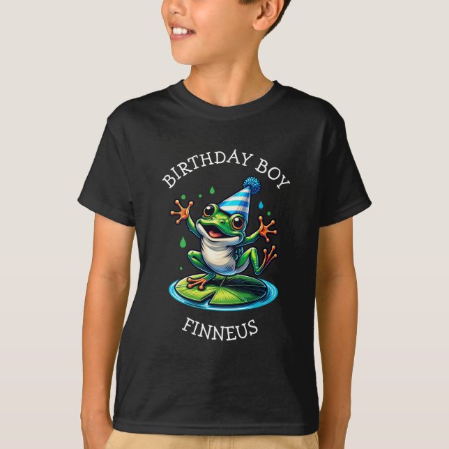 Funny Frog Themed Birthday Boy T-Shirt (Vorderseite)