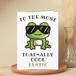 Funny Frog Toad Cool Bester Freund Happy Birthday Dankeskarte<br><div class="desc">Suchen Sie eine einzigartige Möglichkeit, Ihre Liebe und Ihren Spaß zu Ihrem nahen Freund auszudrücken? Unsere lustige Froschgrusskarte ist die perfekte Wahl für Ihren besten Freund zum Geburtstag! Passen Sie es an, indem Sie Ihre eigene persönliche Nachricht hinzufügen. Das Design zeichnet sich durch eine coole grüne Kröte mit Sonnenbrille aus....</div>