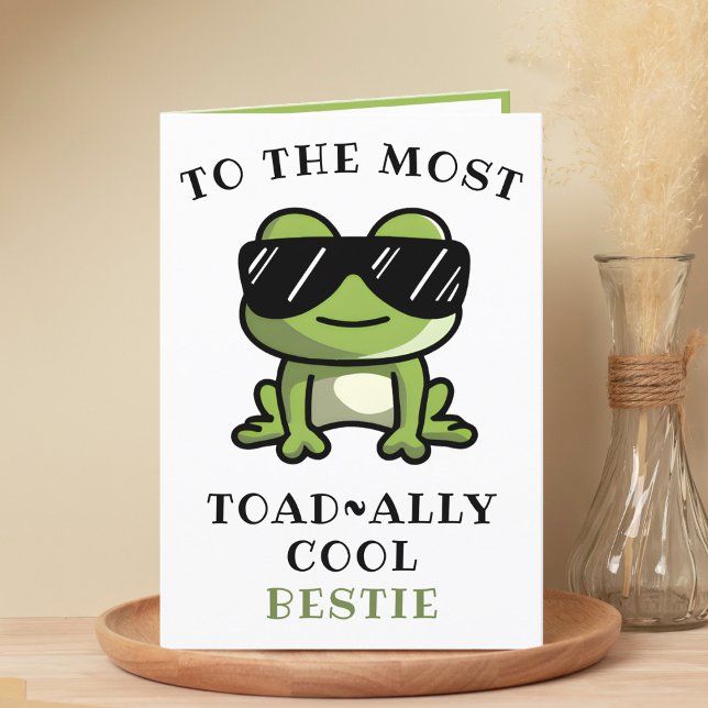 Funny Frog Toad Cool Bester Freund Happy Birthday Dankeskarte (Funny Green Frog Toad Cool Best Friend Happy Birthday Thank You Card)