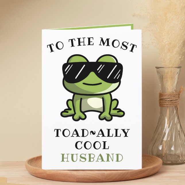 Funny Frog Toad Coole Ehefrau Happy Birthday Dankeskarte (Funny Green Frog Toad Cool Husband Happy Birthday Thank You Card)
