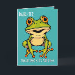Funny Frog Toad Croak Daughter Happy Birthday Karte<br><div class="desc">Feiern Sie mit dieser fröhlichen Geburtstagskarte einen besonderen Tag! Mit lebendigen Farben und spielerischer Typografie ist diese Karte der ideale Ort, um Freude und Liebe zu verbreiten. Egal, ob Sie einem Freund, einem Familienmitglied oder Kollegen Geburtstagwünsche schicken, diese reizvolle Karte bringt ihnen sicher ein Lächeln ins Gesicht. Links für Ihre...</div>