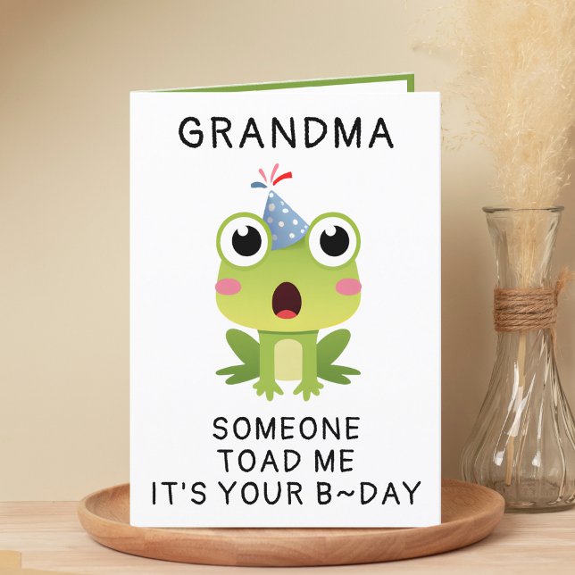 Funny Frog Toad Croak Großmutter Happy Birthday Dankeskarte (Funny Frog Toad Croak Grandmother Happy Birthday Thank You Card)