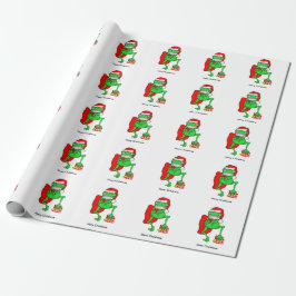 Funny Frog trägt einen Red Santa Claus Hat Geschenkpapier