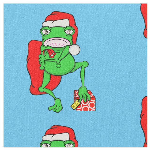 Funny Frog trägt einen Red Santa Claus Hat Stoff (Nahaufnahme)