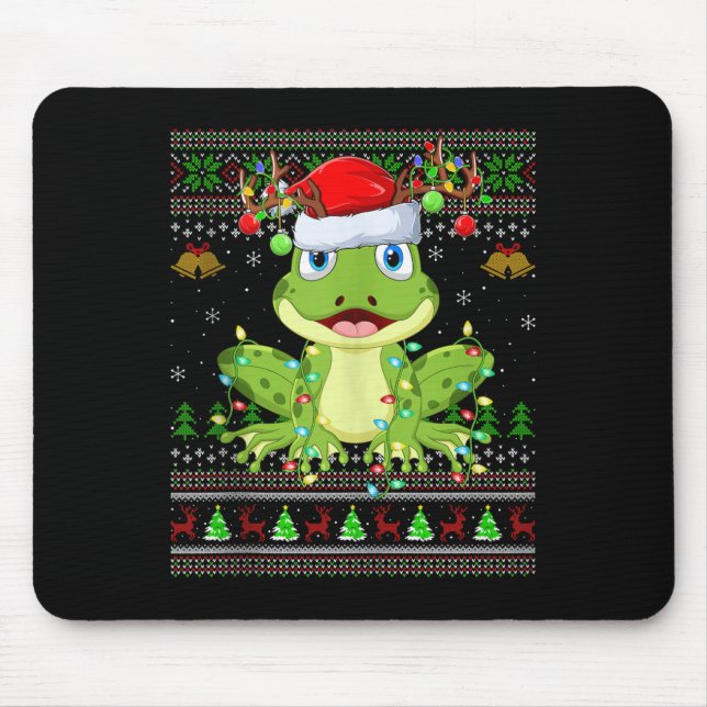 Funny Frog Ugly Christmas Sweaters Holiday Santa C Mousepad (Vorne)