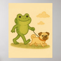 Funny Frog wandert seinen Hund