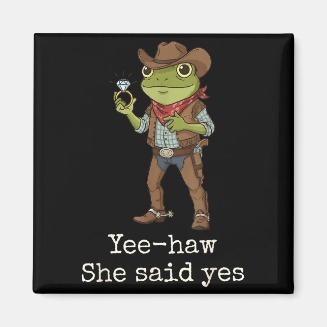 Funny Frog Western Engagement Matching Couples Tee Magnet (Vorne)