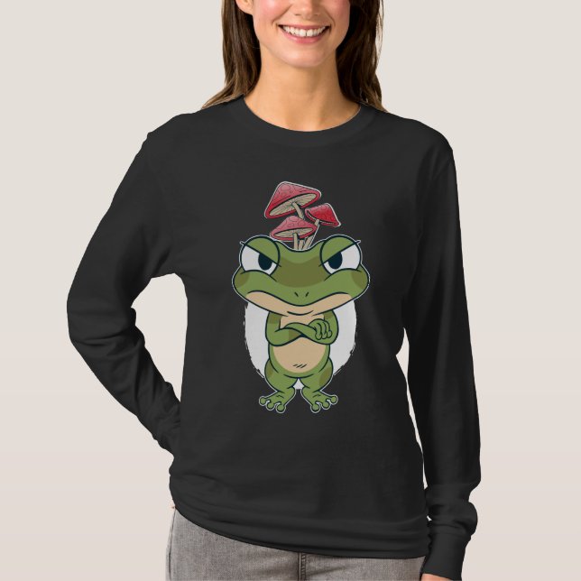 Funny Frog with mushrooms T-Shirt (Vorderseite)