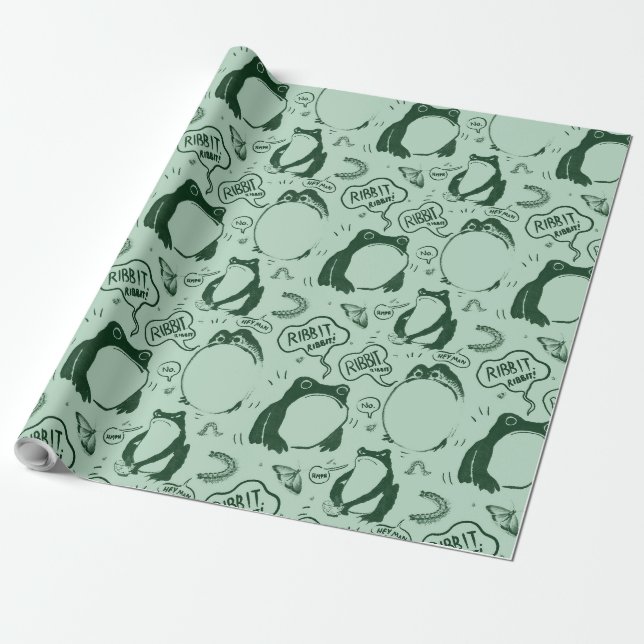 Funny Frog Wrapping Paper - Grünbuch Geschenkpapier (Ungerollt)