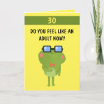 Funny Frog Yellow Custom Son 30. Geburtstag Karte<br><div class="desc">Funny Frog Yellow Custom Son 30. Geburtstag, ein einzigartiges Design für jeden, der etwas Besonderes für seinen Sohn zu seinem Geburtstag suchen. Das Design verfügt über einen lustigen Frosch vorne mit anpassbarem Text, den Sie personalisieren können, sodass Sie nicht zögern, es anzupassen, um Ihre eigene Geburtstagseinladung zu machen. Wenn Sie...</div>