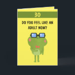 Funny Frog Yellow Custom Son 30. Geburtstag Karte<br><div class="desc">Funny Frog Yellow Custom Son 30. Geburtstag, ein einzigartiges Design für jeden, der etwas Besonderes für seinen Sohn zu seinem Geburtstag suchen. Das Design verfügt über einen lustigen Frosch vorne mit anpassbarem Text, den Sie personalisieren können, sodass Sie nicht zögern, es anzupassen, um Ihre eigene Geburtstagseinladung zu machen. Wenn Sie...</div>