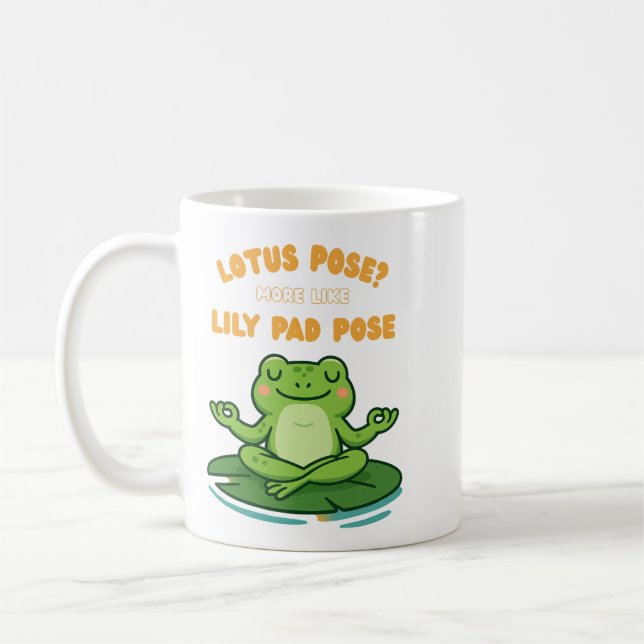 Funny Frog Yoga Cartoon Lotus Lily Pad Pose Design Kaffeetasse (Links)