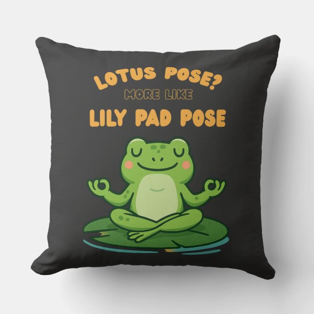 Funny Frog Yoga Cartoon Lotus Lily Pad Pose Design Kissen (Vorderseite)