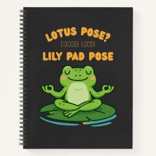 Funny Frog Yoga Cartoon Lotus Lily Pad Pose Design Notizbuch
