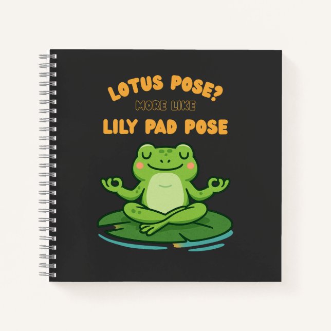 Funny Frog Yoga Cartoon Lotus Lily Pad Pose Design Notizbuch (Vorderseite)