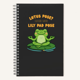 Funny Frog Yoga Cartoon Lotus Lily Pad Pose Design Notizbuch