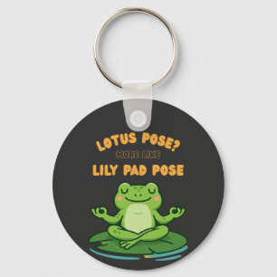 Funny Frog Yoga Cartoon Lotus Lily Pad Pose Design Schlüsselanhänger