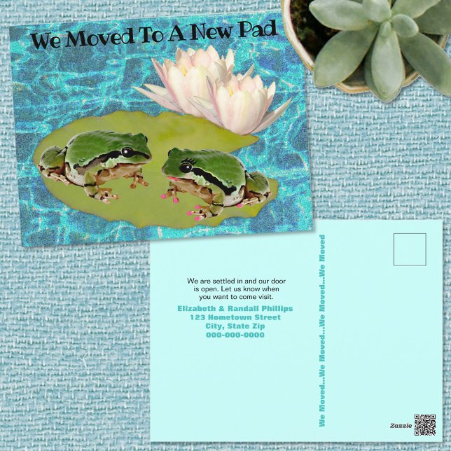 Funny Frogs Lily Pad Wir bewegten Vorlage Postkarte (Von Creator hochgeladen)