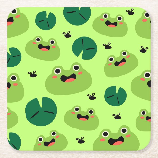 Funny Frogs Rechteckiger Pappuntersetzer (Vorderseite)