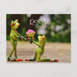 Funny Frogs Wedding RSVP mit Foto Einladungspostkarte