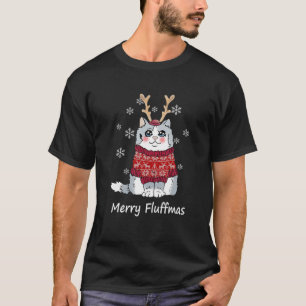 Funny frohe Fluffmas Weihnachten für Katze Lover P T-Shirt