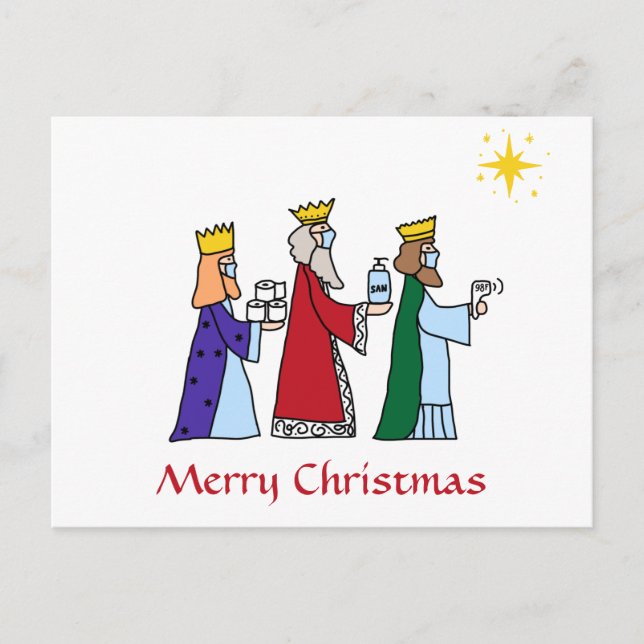Funny frohe Weihnachten Drei Könige Grußurlaub Postkarte (Vorderseite)