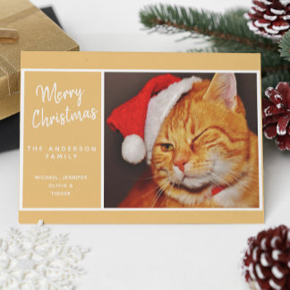 Funny Frohe Weihnachts Orange Katze mit Weihnachts Feiertagskarte