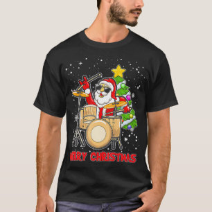 Funny Frohe Weihnachtstrommel und Weihnachtsmann D T-Shirt