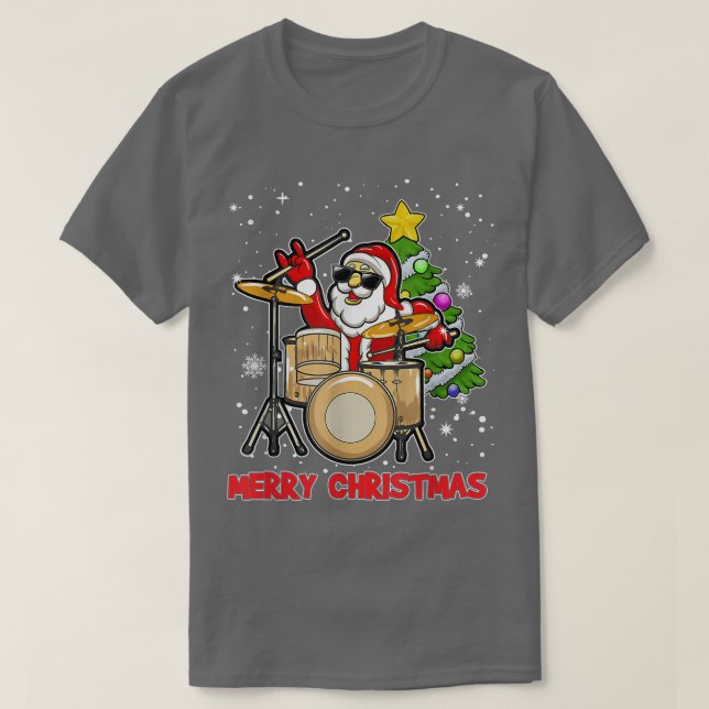 Funny frohe Weihnachtstrommel und Weihnachtsmann L T-Shirt (Design vorne)