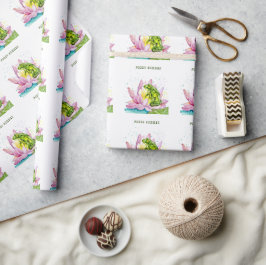 Funny Frosch auf einem Lotus Geschenkpapier