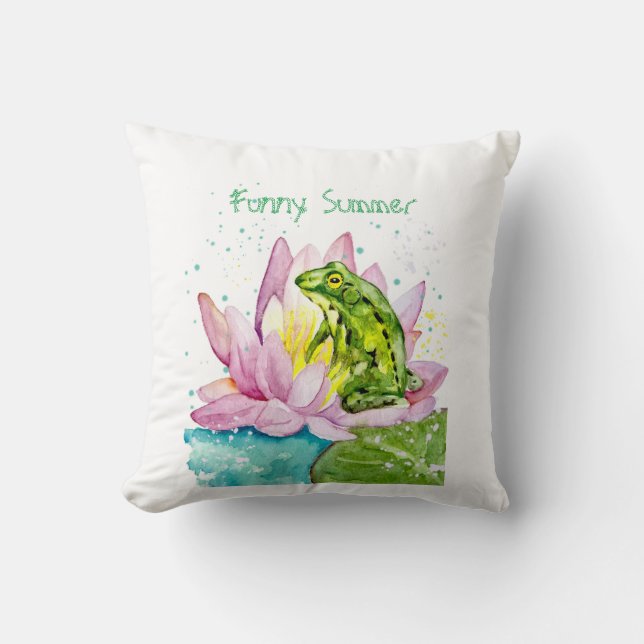 Funny Frosch auf einem Lotus Kissen (Vorderseite)