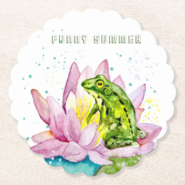 Funny Frosch auf einem Lotus Untersetzer