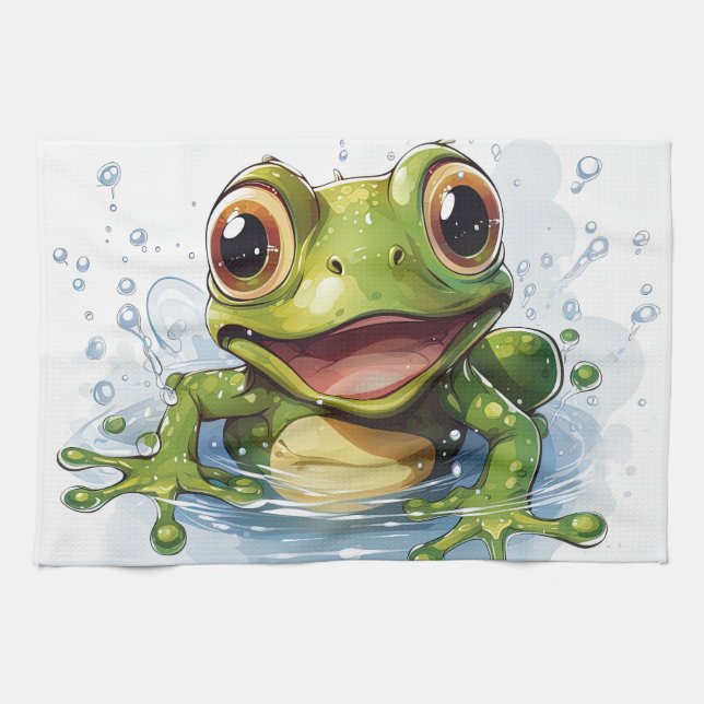 Funny Frosch Geschirrtuch (Horizontal)