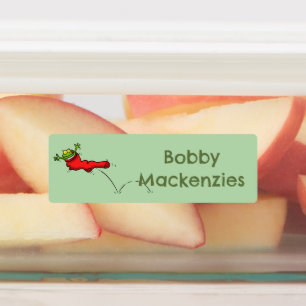 Funny Frosch in einem roten Socken Cartoon persona Etiketten