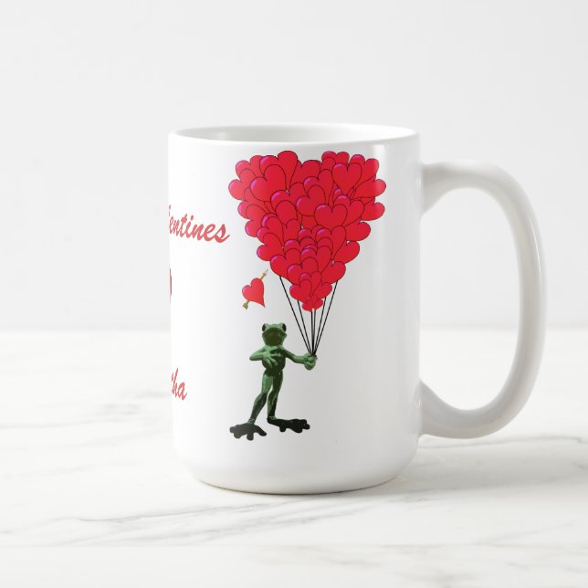Funny Frosch & Liebe Herzchen Valentines Tasse (Rechts)
