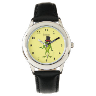 Funny Frosch mit Top-Hut-Cartoon Armbanduhr
