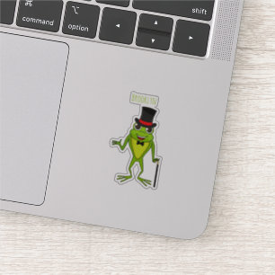 Funny Frosch mit Top-Hut-Cartoon Aufkleber