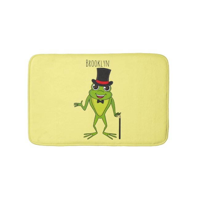 Funny Frosch mit Top-Hut-Cartoon Badematte (Vorderseite)