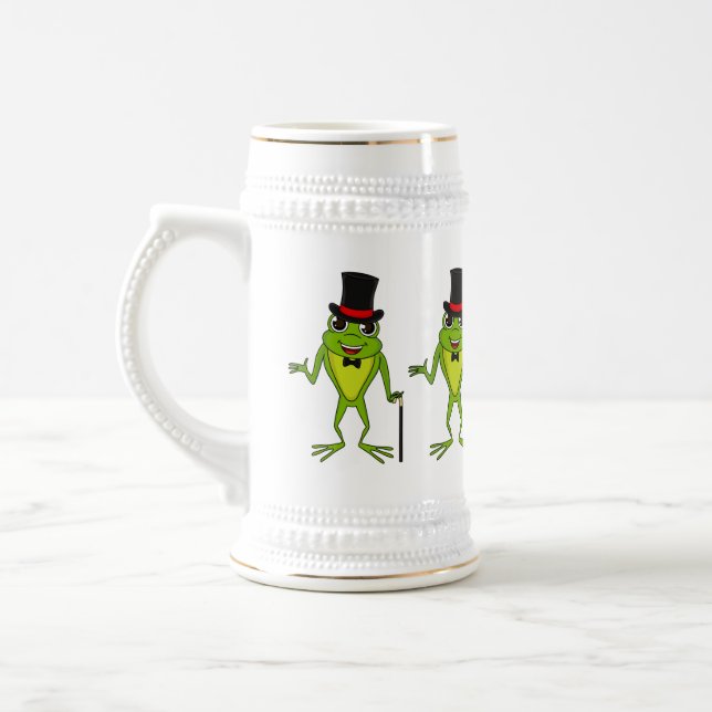 Funny Frosch mit Top-Hut-Cartoon Bierglas (Links)