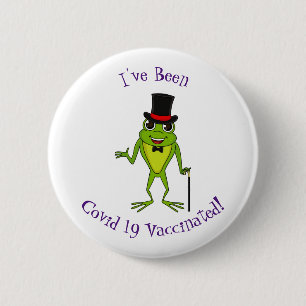 Funny Frosch mit Top-Hut-Cartoon Button