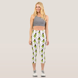 Funny Frosch mit Top-Hut-Cartoon Capri Leggings