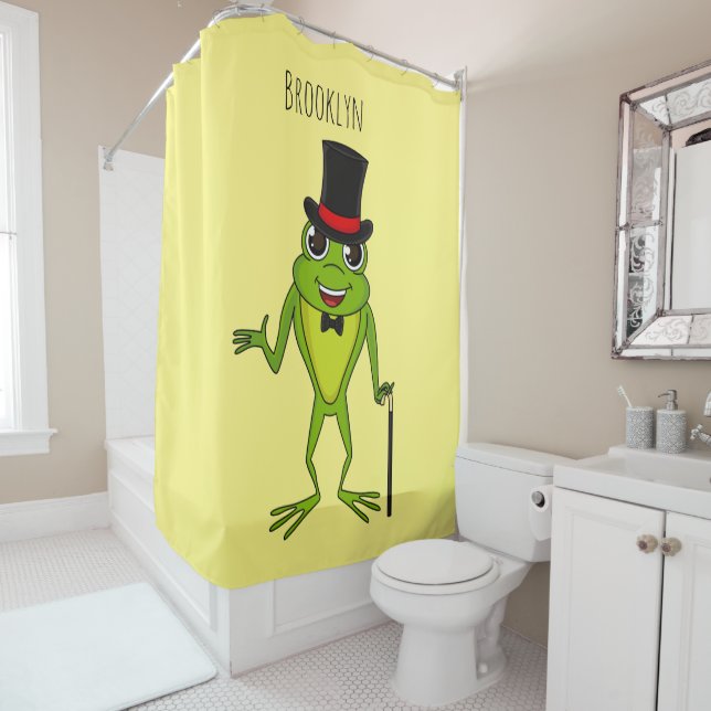 Funny Frosch mit Top-Hut-Cartoon Duschvorhang (Beispiel)