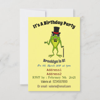 Funny Frosch mit Top-Hut-Cartoon Einladung