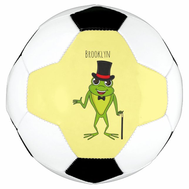 Funny Frosch mit Top-Hut-Cartoon Fußball (Vorderseite)