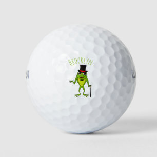 Funny Frosch mit Top-Hut-Cartoon Golfball