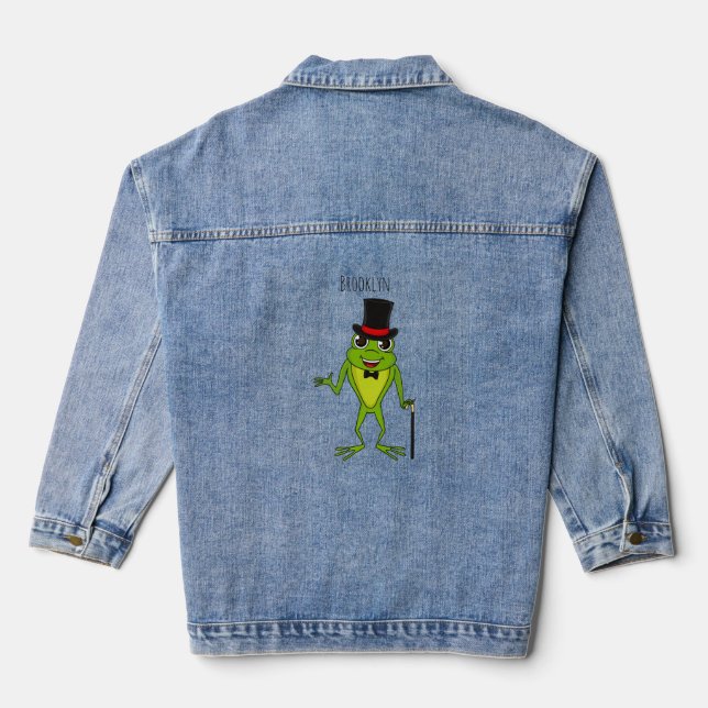 Funny Frosch mit Top-Hut-Cartoon Jeansjacke (Rückseite)