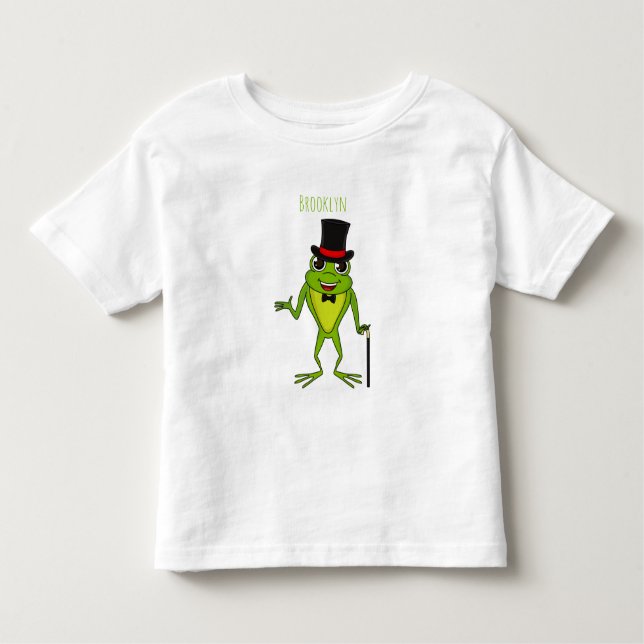 Funny Frosch mit Top-Hut-Cartoon Kleinkind T-shirt (Vorderseite)